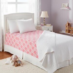 Vintage 70’s Tex-Made “Square Dance” Twin Flat & Fitted Sheet Set In Pink